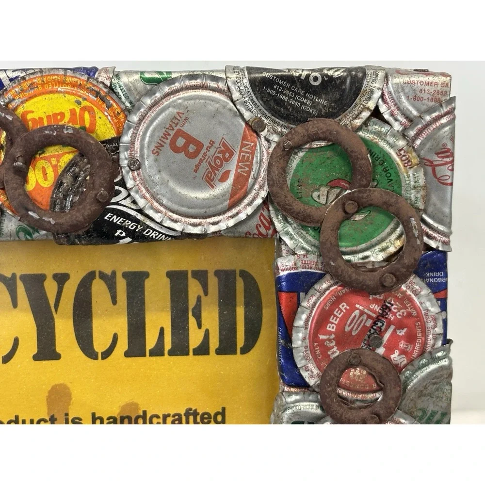 NEW! Vtg Recycled Bottle Cap Picture Photo Frame 4
